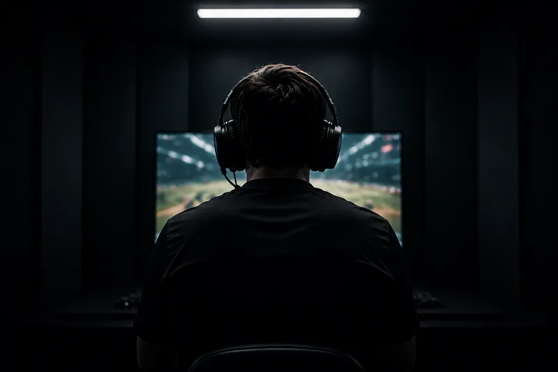 Player ready to compete with headphones